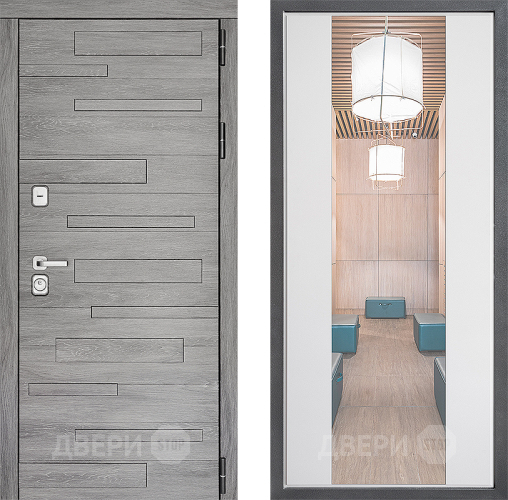 Входная металлическая Дверь Дверной континент ДК-10 ФЛЗ-1 Зеркало Белый софт в Пушкино