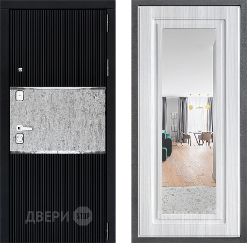 Входная металлическая Дверь Дверной континент ДК-13 ФЛЗ Зеркало Сандал белый в Пушкино