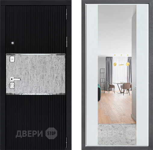 Входная металлическая Дверь Дверной континент ДК-13 ФЛЗ-1 Зеркало Белое дерево в Пушкино