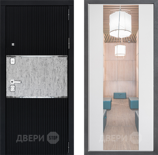 Входная металлическая Дверь Дверной континент ДК-13 ФЛЗ-1 Зеркало Белый софт в Пушкино