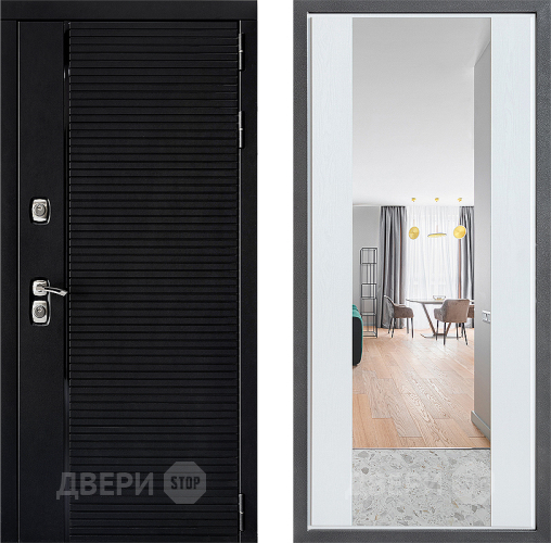 Входная металлическая Дверь Дверной континент ДК-1 ФЛЗ-1 Зеркало Белое дерево в Пушкино