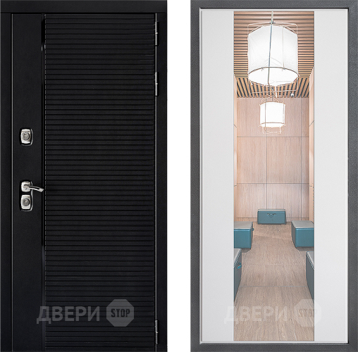 Входная металлическая Дверь Дверной континент ДК-1 ФЛЗ-1 Зеркало Белый софт в Пушкино