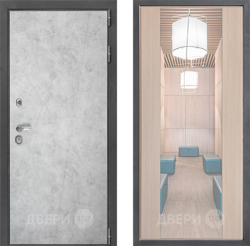 Входная металлическая Дверь Дверной континент ДК-3/743 ФЛЗ-1 Зеркало Капучино в Пушкино