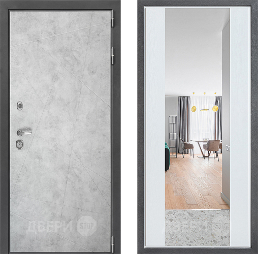 Входная металлическая Дверь Дверной континент ДК-3/743 ФЛЗ-1 Зеркало Белое дерево в Пушкино