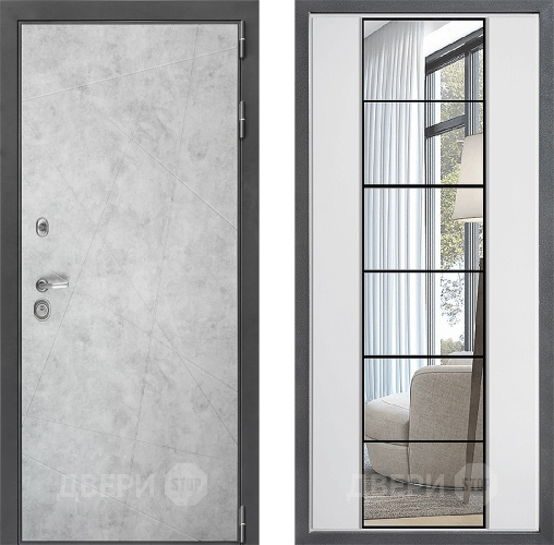 Входная металлическая Дверь Дверной континент ДК-3/743 ФЛЗ-2 Зеркало Белый софт в Пушкино