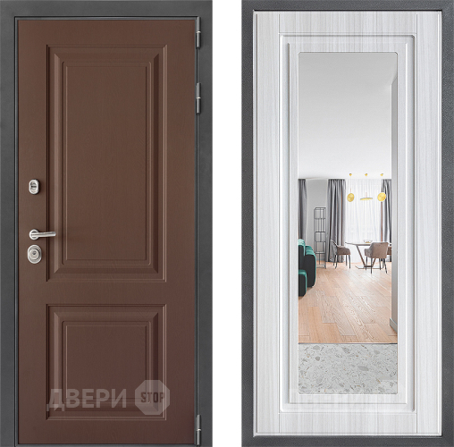 Входная металлическая Дверь Дверной континент ДК-3/729 ФЛЗ Зеркало Сандал белый в Пушкино