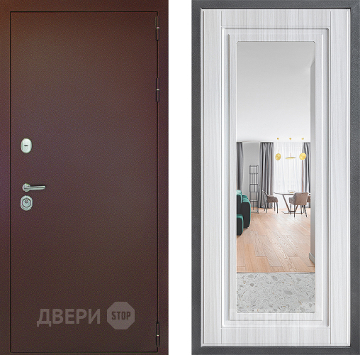 Дверь Дверной континент Рубикон Медь Дизайн ФЛЗ Зеркало Сандал белый в Пушкино