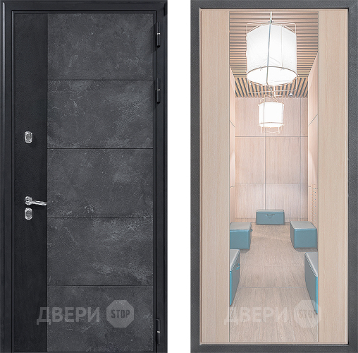 Входная металлическая Дверь Дверной континент ДК-15 Бетон ТЕРМО ФЛЗ-1 Зеркало Капучино в Пушкино