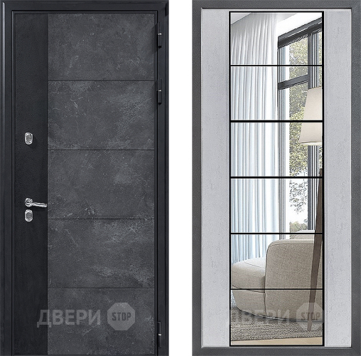 Входная металлическая Дверь Дверной континент ДК-15 Бетон ТЕРМО ФЛЗ-2 Зеркало Бетон светлый в Пушкино
