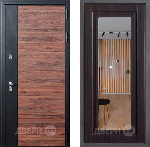 Входная металлическая Дверь Дверной континент ДК-15 Красное Дерево ТЕРМО ФЛЗ Зеркало Венге в Пушкино