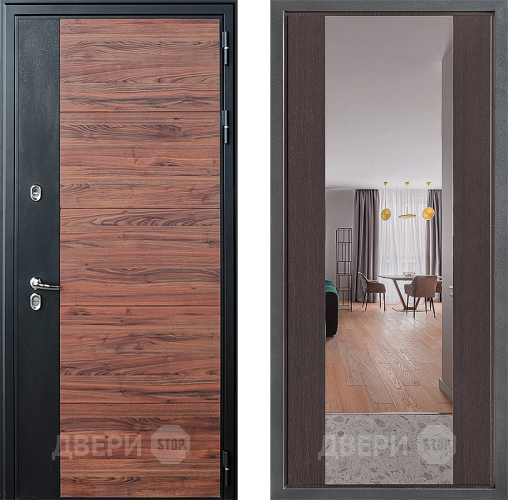 Входная металлическая Дверь Дверной континент ДК-15 Красное Дерево ТЕРМО ФЛЗ-1 Зеркало Венге в Пушкино