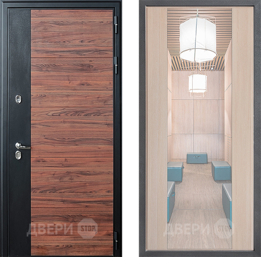 Входная металлическая Дверь Дверной континент ДК-15 Красное Дерево ТЕРМО ФЛЗ-1 Зеркало Капучино в Пушкино