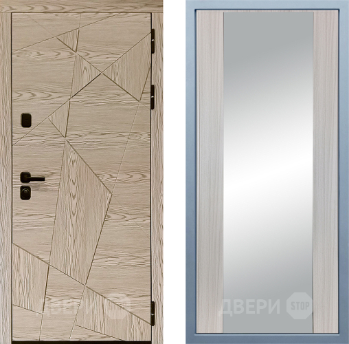 Входная металлическая Дверь Дива МД-97/1 Д-15 Зеркало Сандал белый в Пушкино