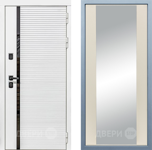 Входная металлическая Дверь Дива МХ-45 Белая STR Д-15 Зеркало Шампань в Пушкино
