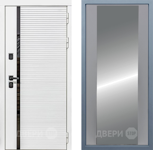 Входная металлическая Дверь Дива МХ-45 Белая STR Д-15 Зеркало Силк Маус в Пушкино