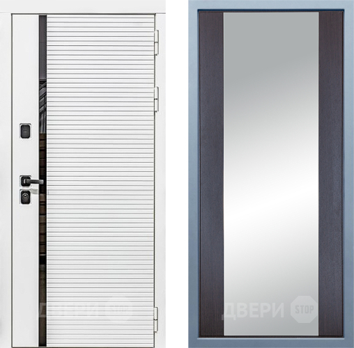 Входная металлическая Дверь Дива МХ-45 Белая STR Д-15 Зеркало Венге в Пушкино