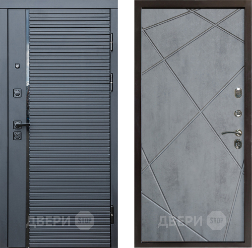 Входная металлическая Дверь Престиж Черная Линия Лучи Бетон темный в Пушкино