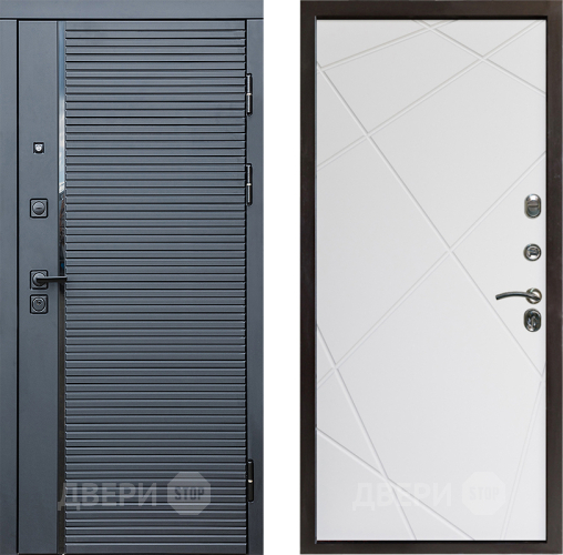 Входная металлическая Дверь Престиж Черная Линия Лучи Бетон белый в Пушкино