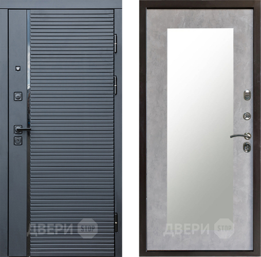 Входная металлическая Дверь Престиж Черная Линия Зеркло Пастораль Бетон светлый в Пушкино