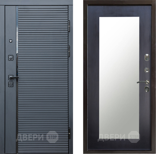 Входная металлическая Дверь Престиж Черная Линия Зеркло Пастораль Венге в Пушкино