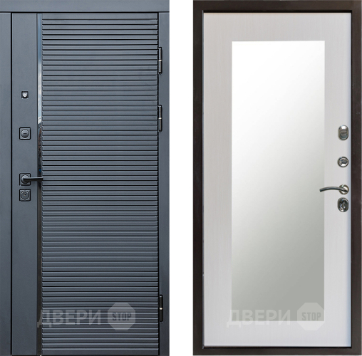 Входная металлическая Дверь Престиж Черная Линия Зеркло Пастораль Лиственница белая в Пушкино