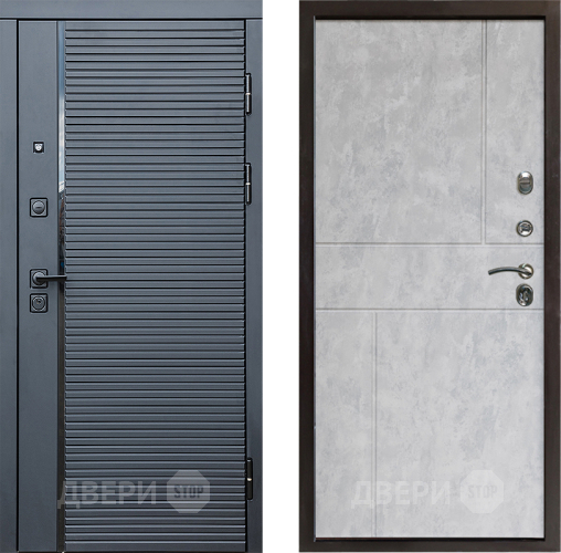 Входная металлическая Дверь Престиж Черная Линия Горизонт Бетон светлый в Пушкино