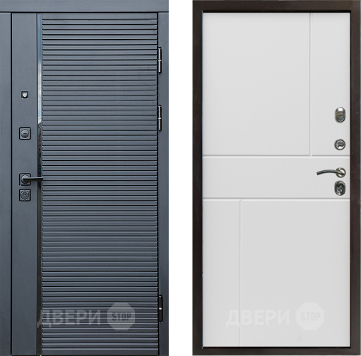 Входная металлическая Дверь Престиж Черная Линия Горизонт Бетон белый в Пушкино