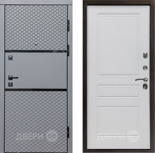 Входная металлическая Дверь Престиж Ромб Классика Белый матовый в Пушкино