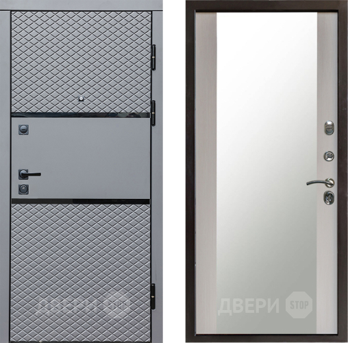 Входная металлическая Дверь Престиж Ромб Зеркало Лиственница белая в Пушкино