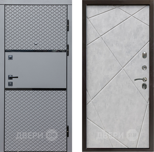 Входная металлическая Дверь Престиж Ромб Лучи Бетон светлый в Пушкино