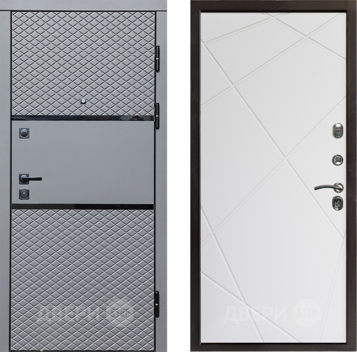 Входная металлическая Дверь Престиж Ромб Лучи Бетон белый в Пушкино