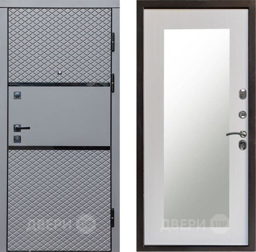 Входная металлическая Дверь Престиж Ромб Зеркло Пастораль Лиственница белая в Пушкино