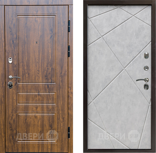 Входная металлическая Дверь Престиж Классика Дуб Лучи Бетон светлый в Пушкино