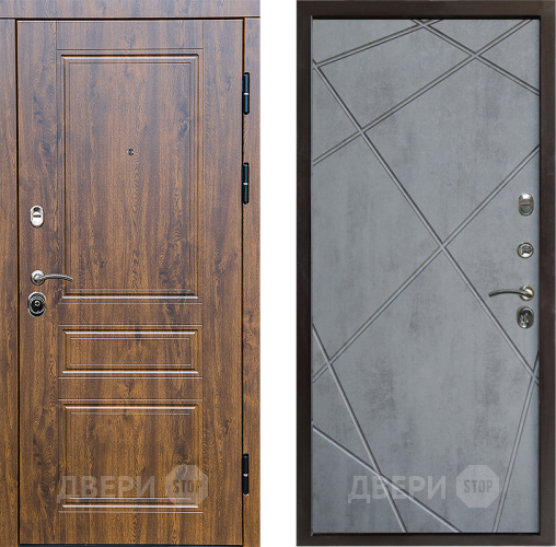 Входная металлическая Дверь Престиж Классика Дуб Лучи Бетон темный в Пушкино