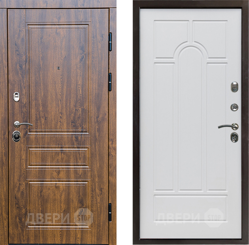 Входная металлическая Дверь Престиж Классика Дуб Арка Белое дерево в Пушкино