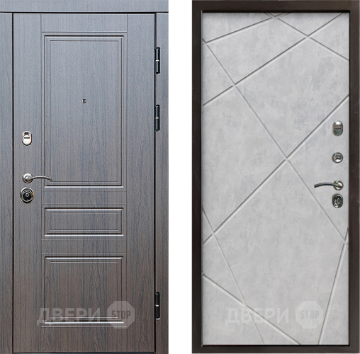 Входная металлическая Дверь Престиж Классика Венге Лучи Бетон светлый в Пушкино