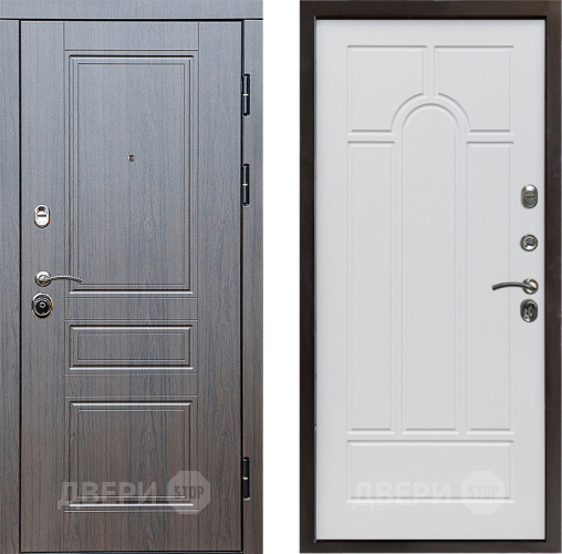 Входная металлическая Дверь Престиж Классика Венге Арка Белое дерево в Пушкино