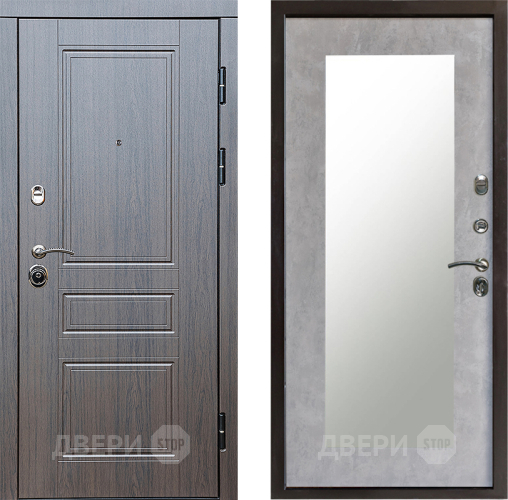 Входная металлическая Дверь Престиж Классика Венге Зеркло Пастораль Бетон светлый в Пушкино