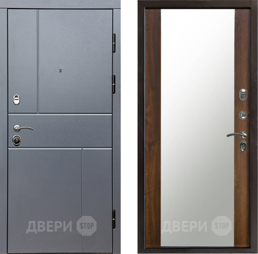 Входная металлическая Дверь Престиж Горизонт Грэй Зеркало Дуб в Пушкино