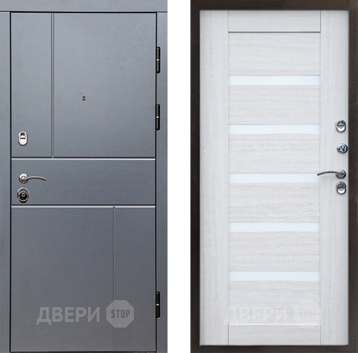 Входная металлическая Дверь Престиж Горизонт Грэй Царга Лиственница белая в Пушкино