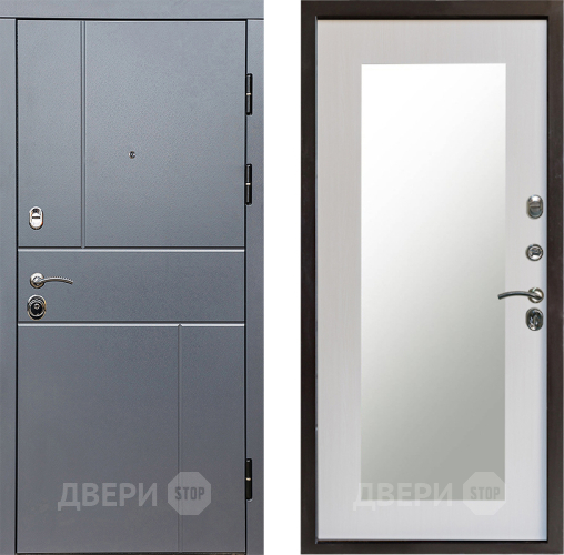 Входная металлическая Дверь Престиж Горизонт Грэй Зеркло Пастораль Лиственница белая в Пушкино