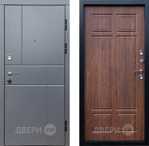 Входная металлическая Дверь Престиж Горизонт Грэй Премиум Орех темный в Пушкино