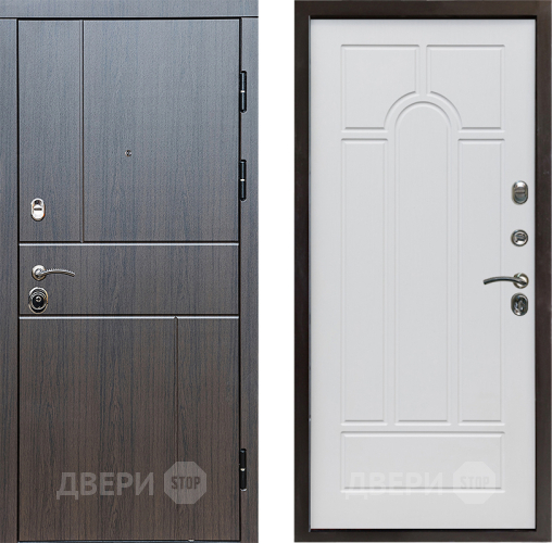 Входная металлическая Дверь Престиж Горизонт Венге Арка Белое дерево в Пушкино