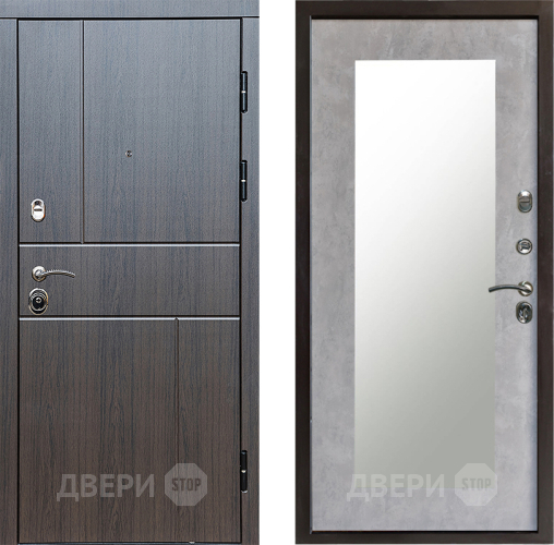 Входная металлическая Дверь Престиж Горизонт Венге Зеркло Пастораль Бетон светлый в Пушкино