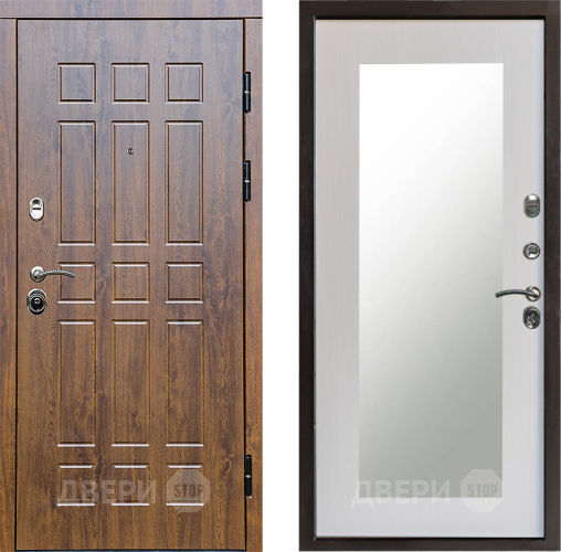 Входная металлическая Дверь Престиж Стандарт Зеркло Пастораль Лиственница белая в Пушкино