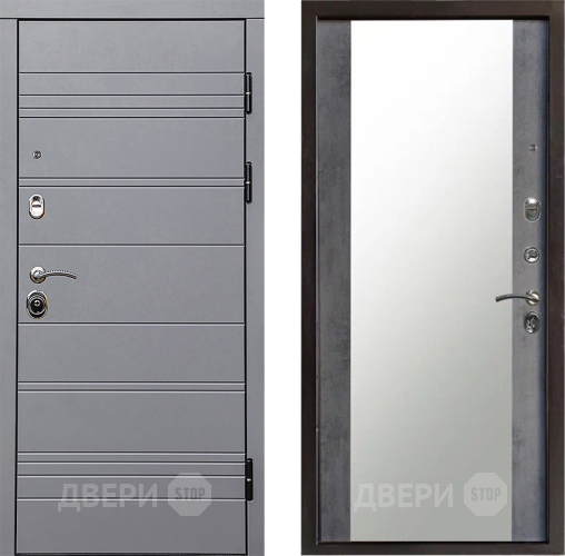 Входная металлическая Дверь Престиж Линия Грэй Зеркало Бетон темный в Пушкино
