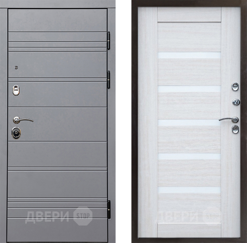 Входная металлическая Дверь Престиж Линия Грэй Царга Лиственница белая в Пушкино