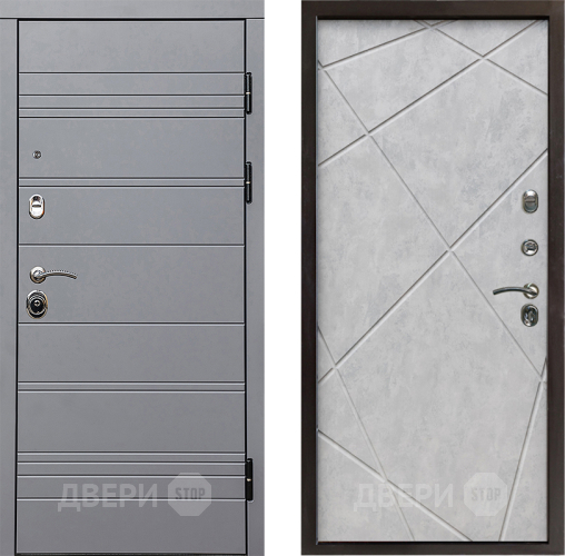 Входная металлическая Дверь Престиж Линия Грэй Лучи Бетон светлый в Пушкино