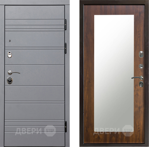 Входная металлическая Дверь Престиж Линия Грэй Зеркло Пастораль Дуб в Пушкино