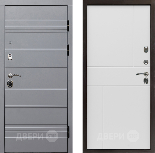 Входная металлическая Дверь Престиж Линия Грэй Горизонт Бетон белый в Пушкино